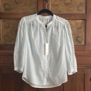 Rebecca Taylor La Vie.  Lidia windowpane top in atmosphere combo. 100% cotton